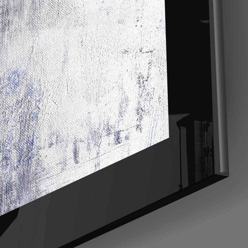 Cobalt Blue Stripe On Gray Texture Glass Wall Art