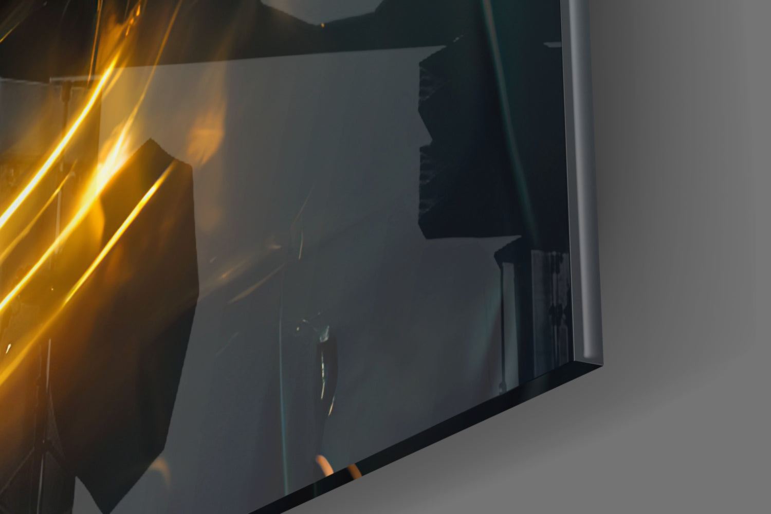 Golden Neon Astronaut Helmet Glass Wall Art