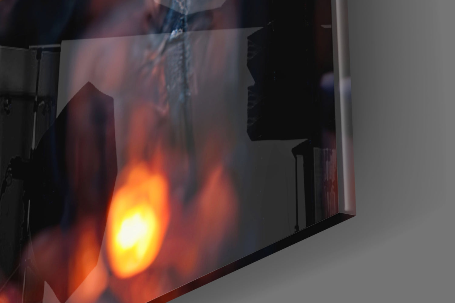 Hooded Figure Fiery Emblem Glass Wall Art