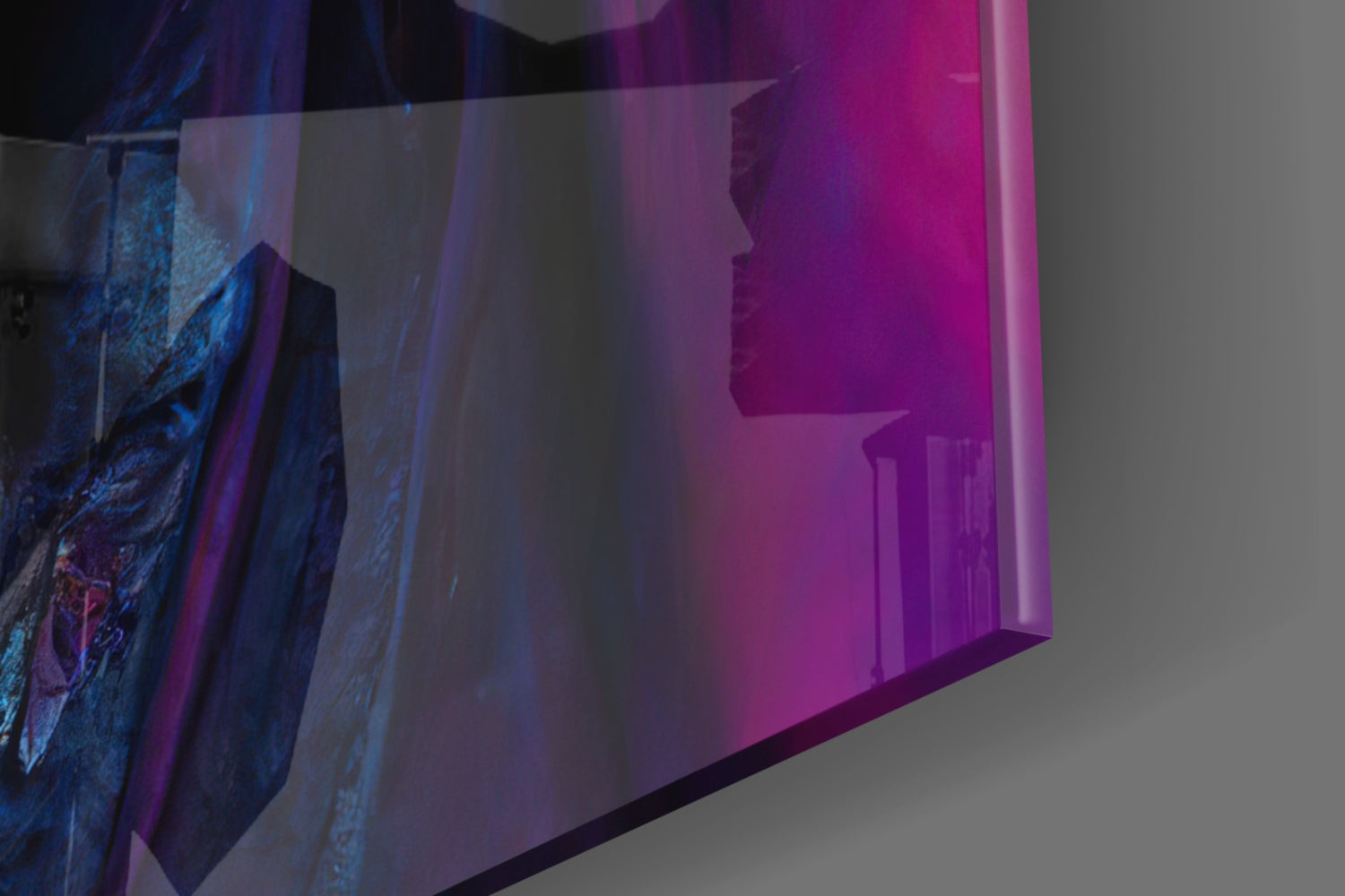 Blue Skull Elder In Magenta Veil Glass Wall Art