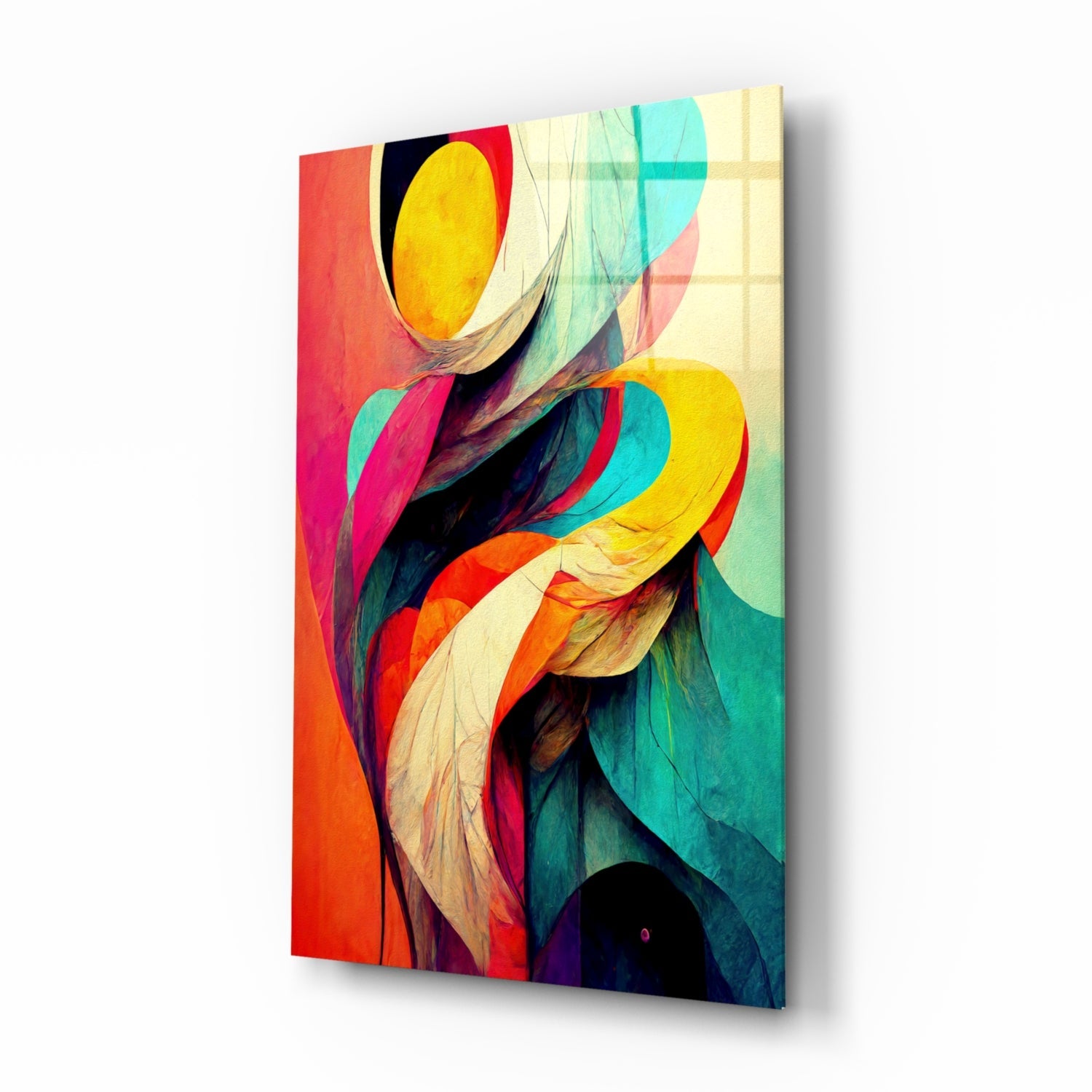 Vivid Ribbon Petals Color Swirl Glass Wall Art