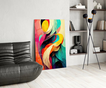 Vivid Ribbon Petals Color Swirl Glass Wall Art