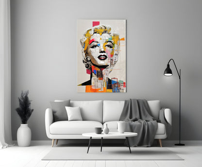 Blonde Icon Abstract Collage Glass Wall Art