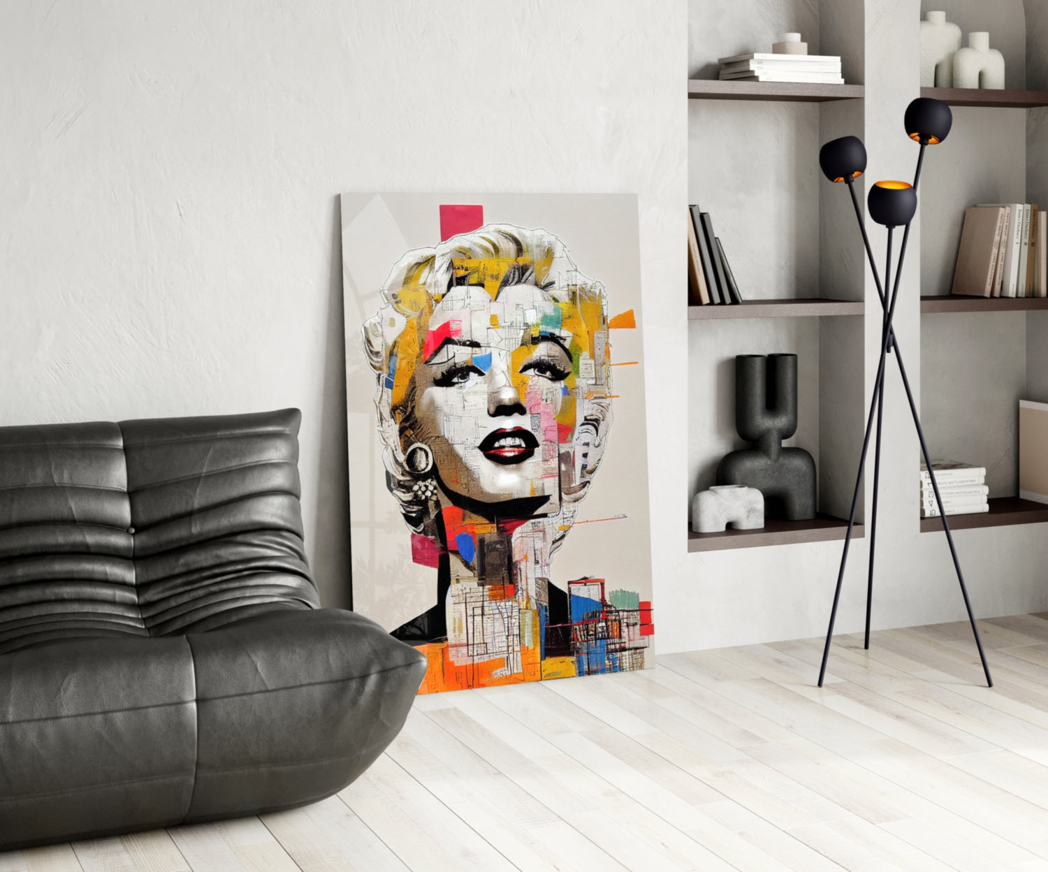 Blonde Icon Abstract Collage Glass Wall Art
