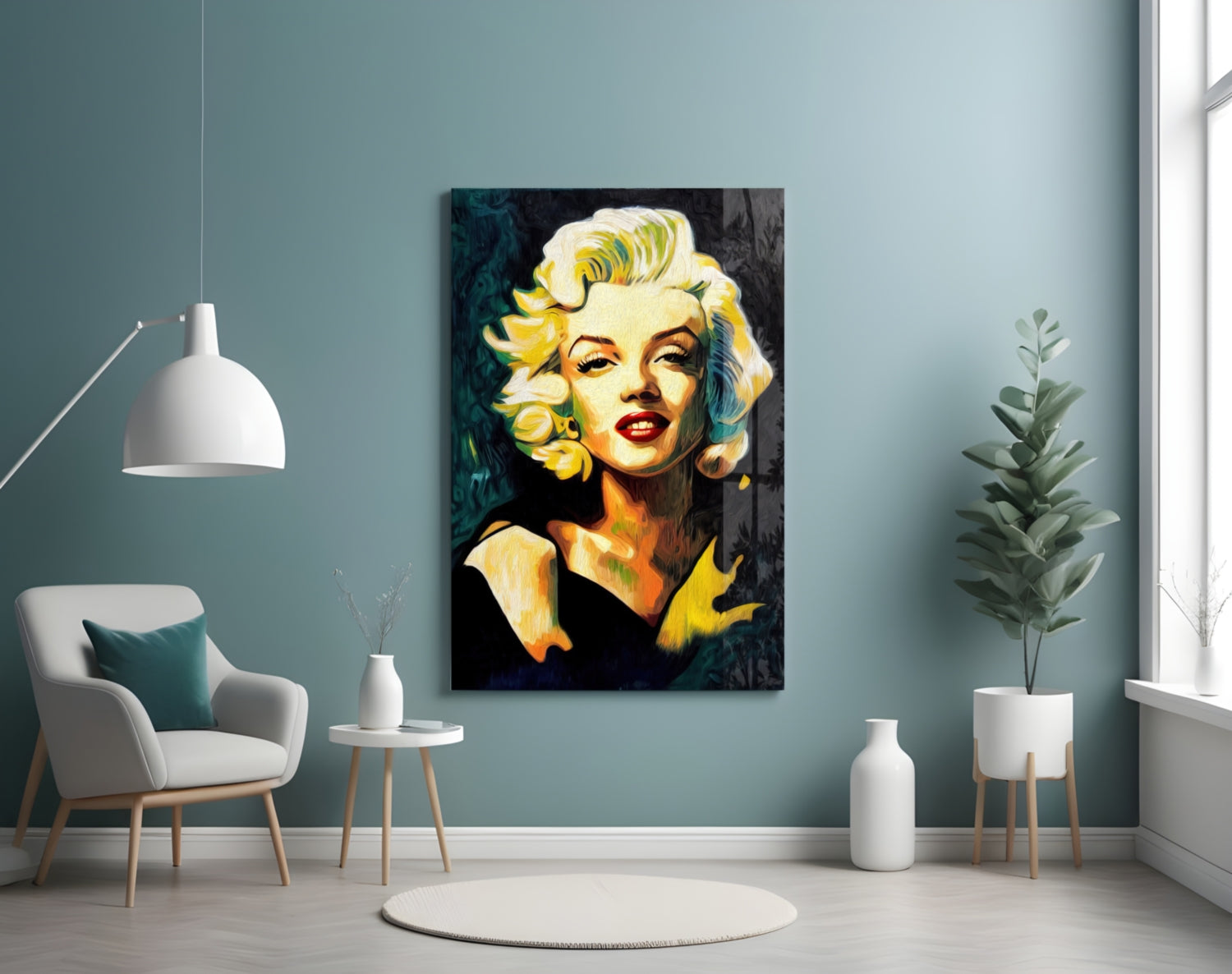 Swirl Blonde Diva Portrait Glass Wall Art