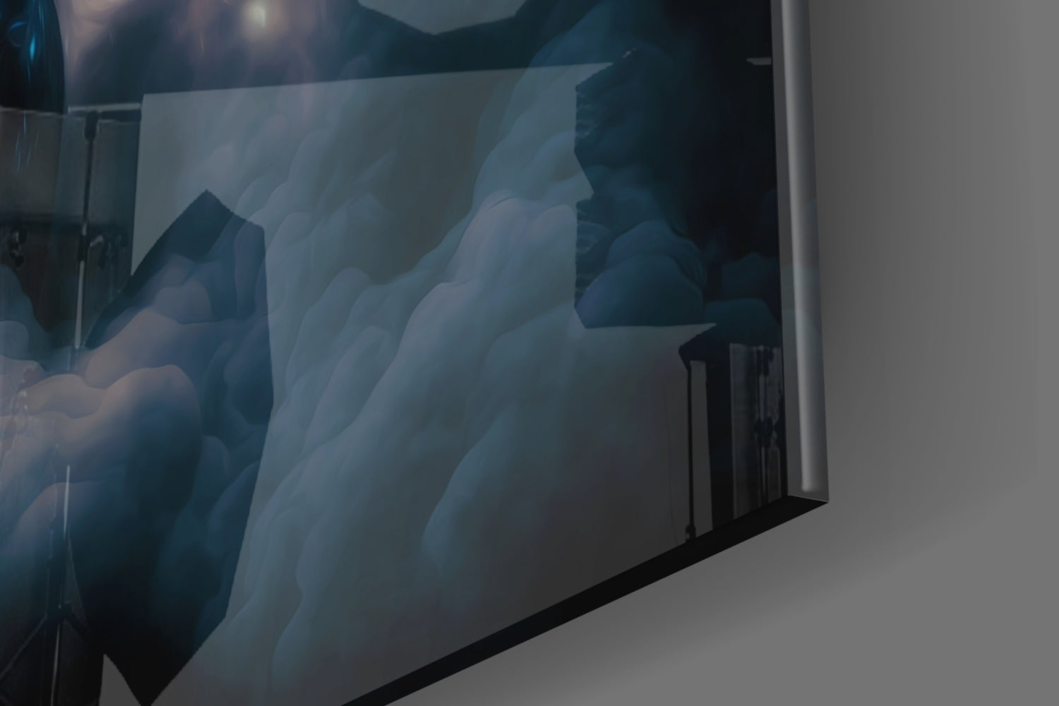 Starlit Figure Rising Over Clouds Glass Wall Art