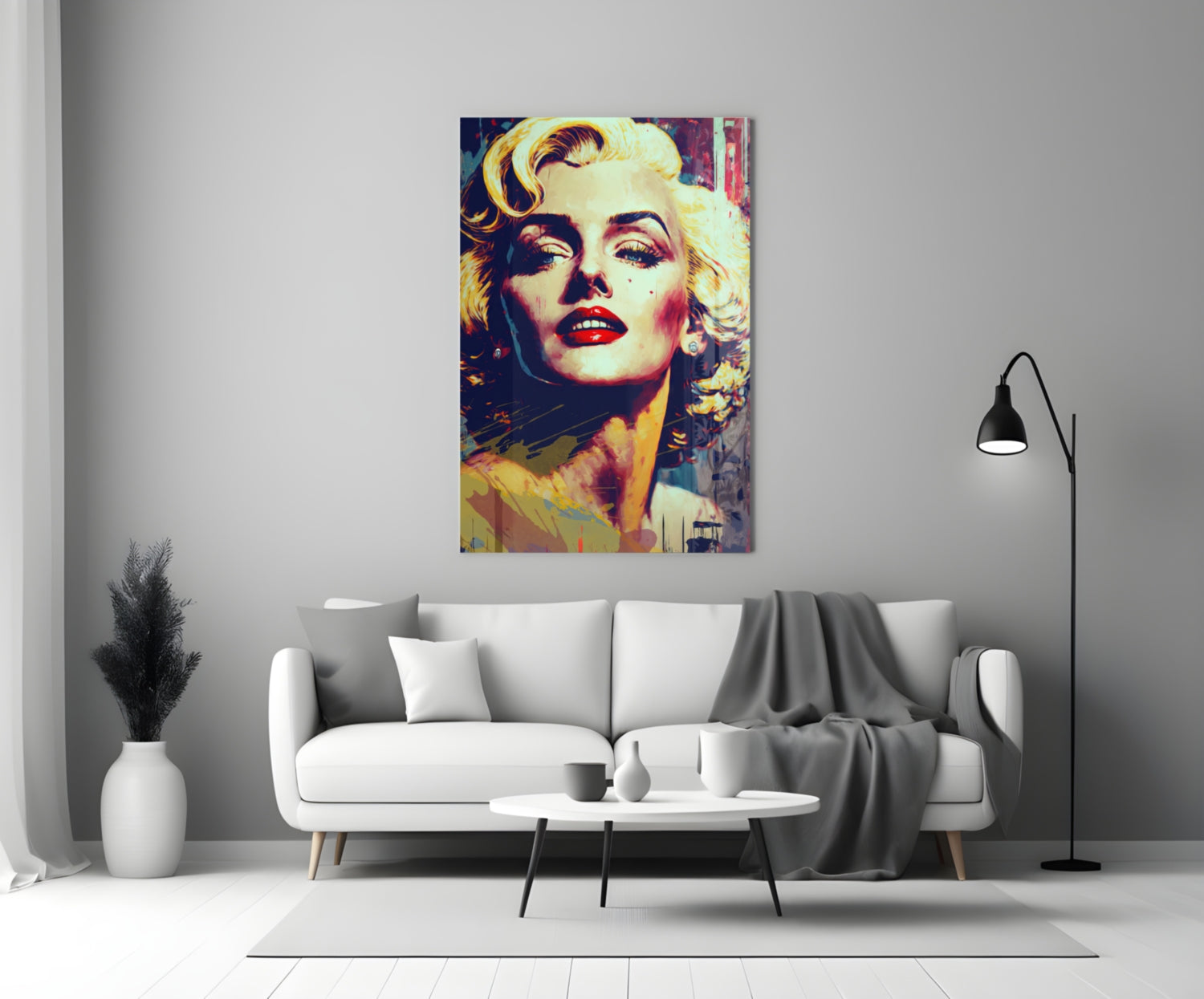 Blonde Starlet Pop Portrait Glass Wall Art