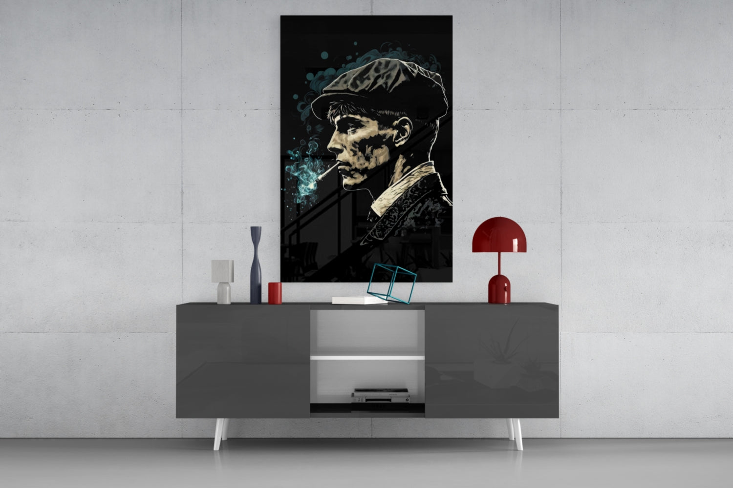 Newsboy Cap Gangster Glass Wall Art  || Designer Collection