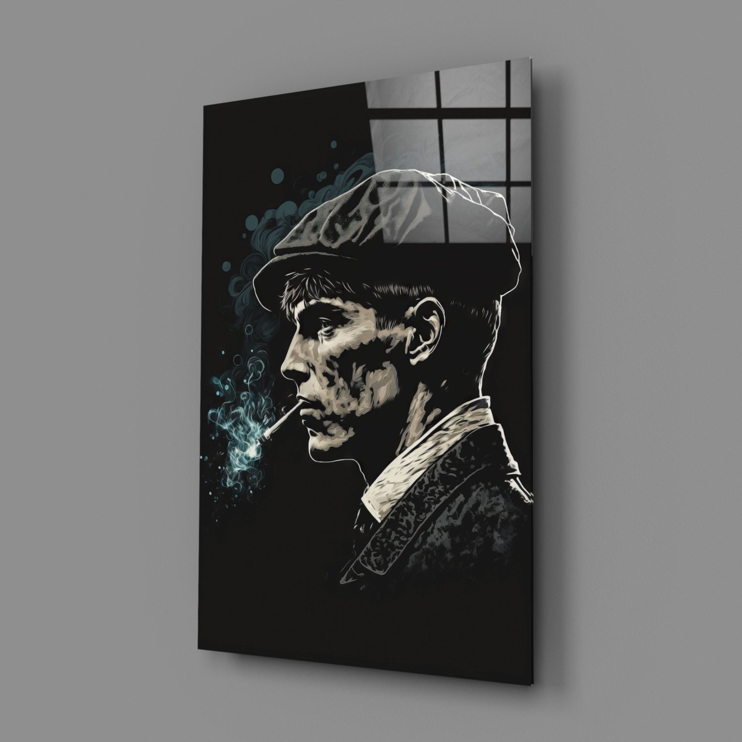 Newsboy Cap Gangster Glass Wall Art  || Designer Collection