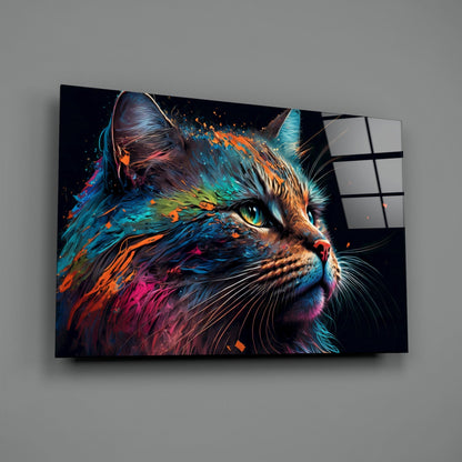Colorful Cat Glass Wall Art  || Designers Collection