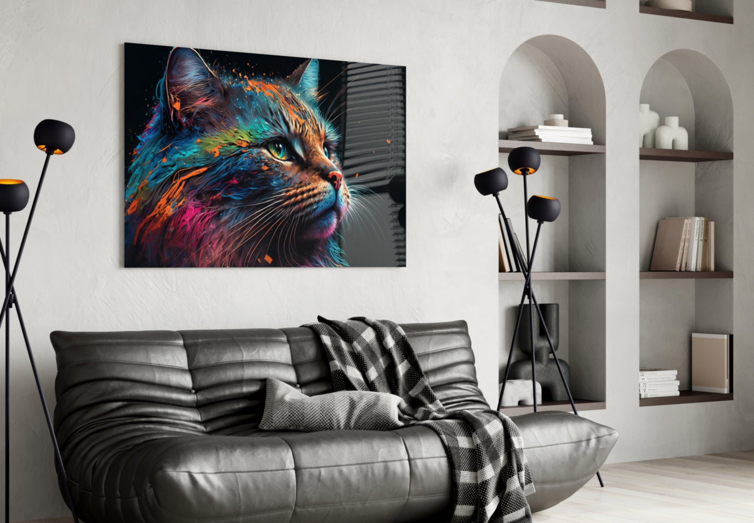 Colorful Cat Glass Wall Art  || Designers Collection