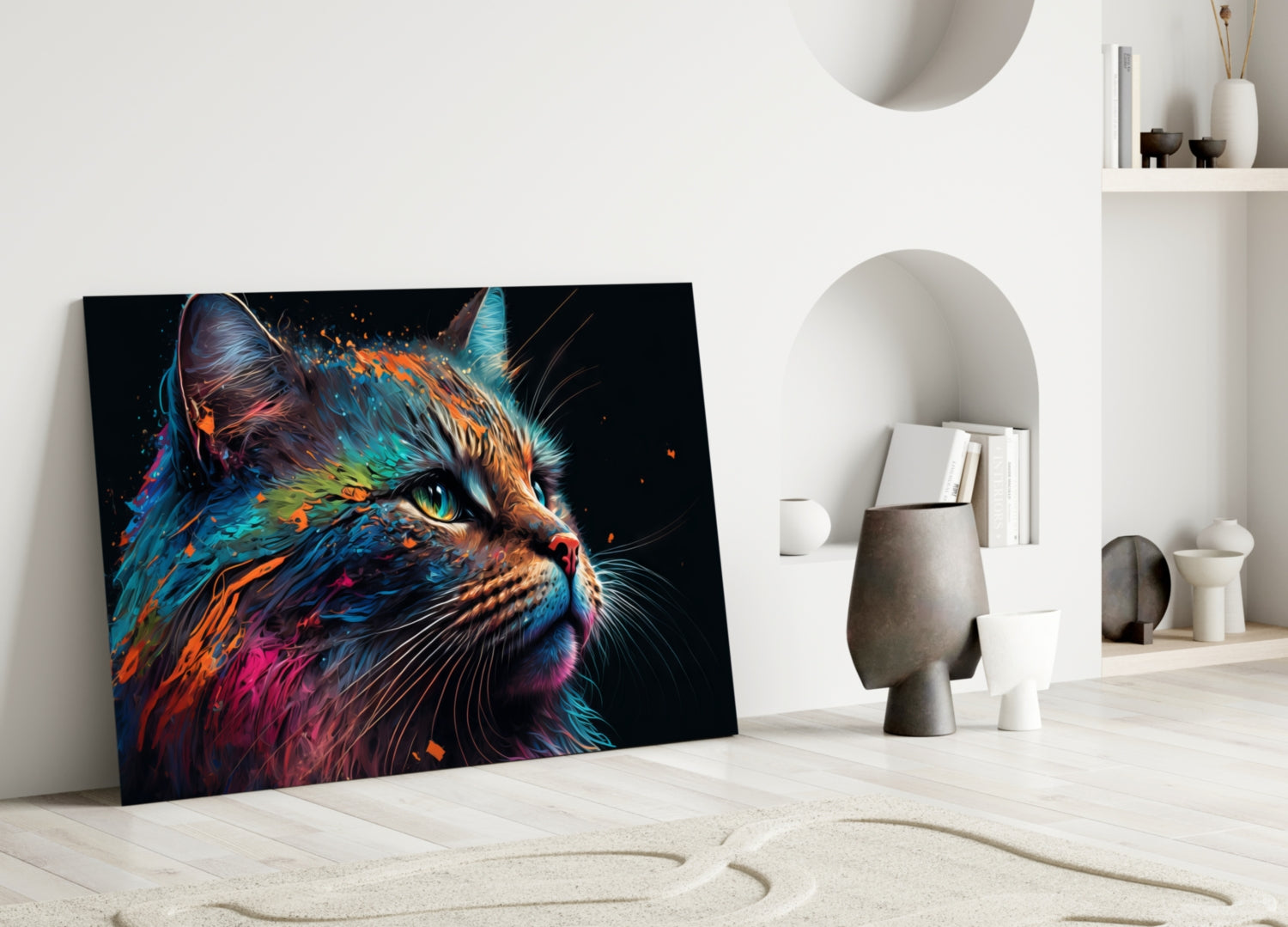 Colorful Cat Glass Wall Art  || Designers Collection