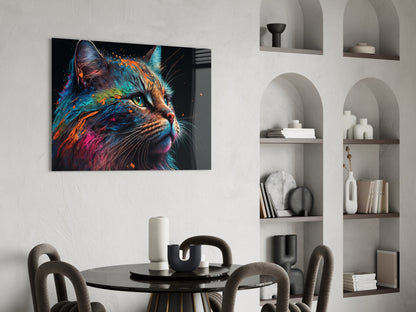 Colorful Cat Glass Wall Art  || Designers Collection