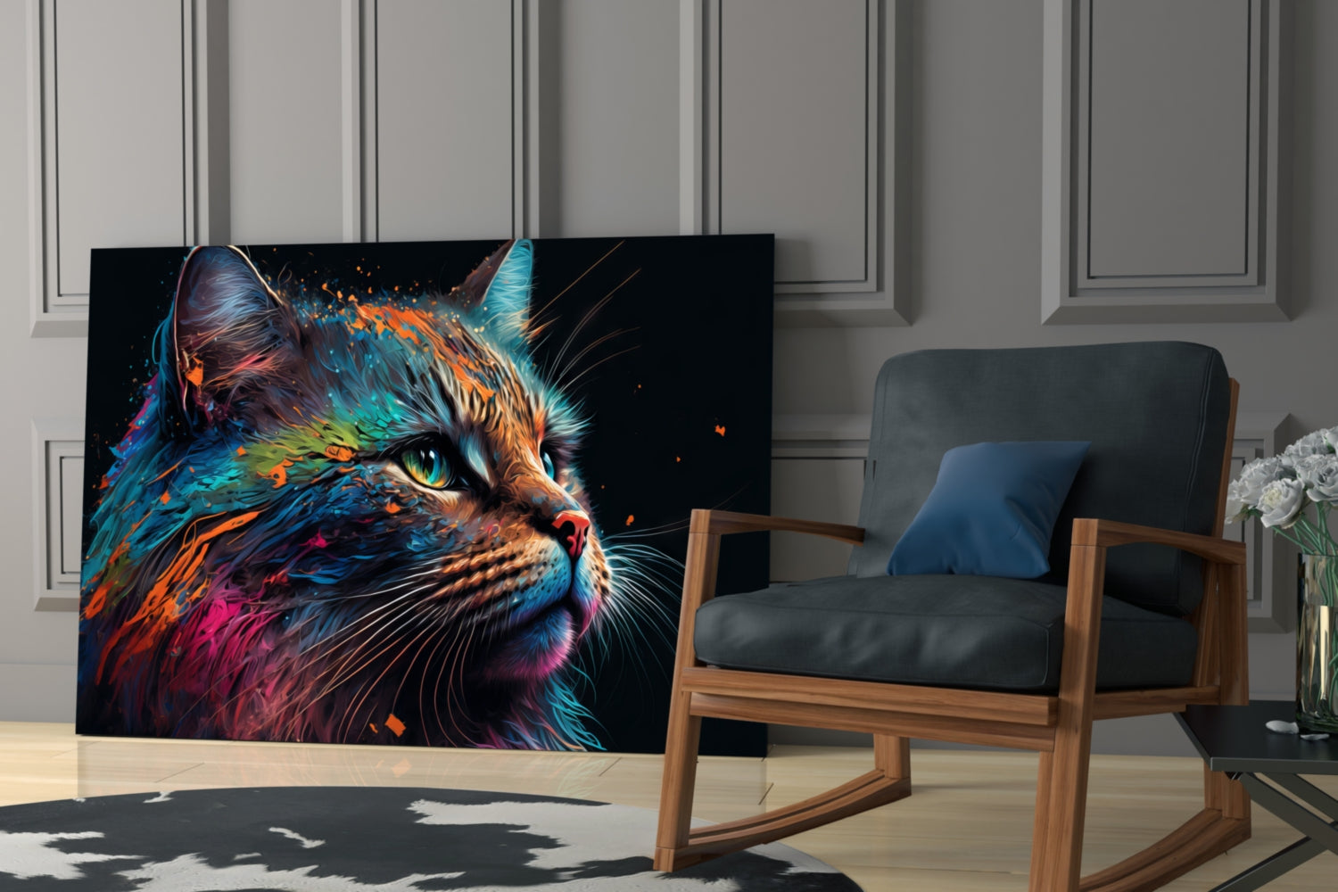Colorful Cat Glass Wall Art  || Designers Collection