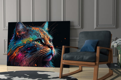 Colorful Cat Glass Wall Art  || Designers Collection