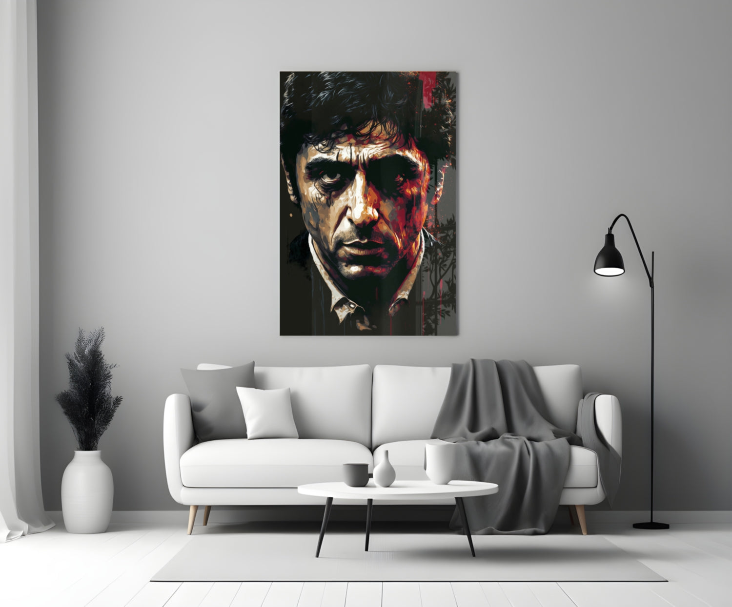 Crimson Drip Noir Actor Face Glass Wall Art
