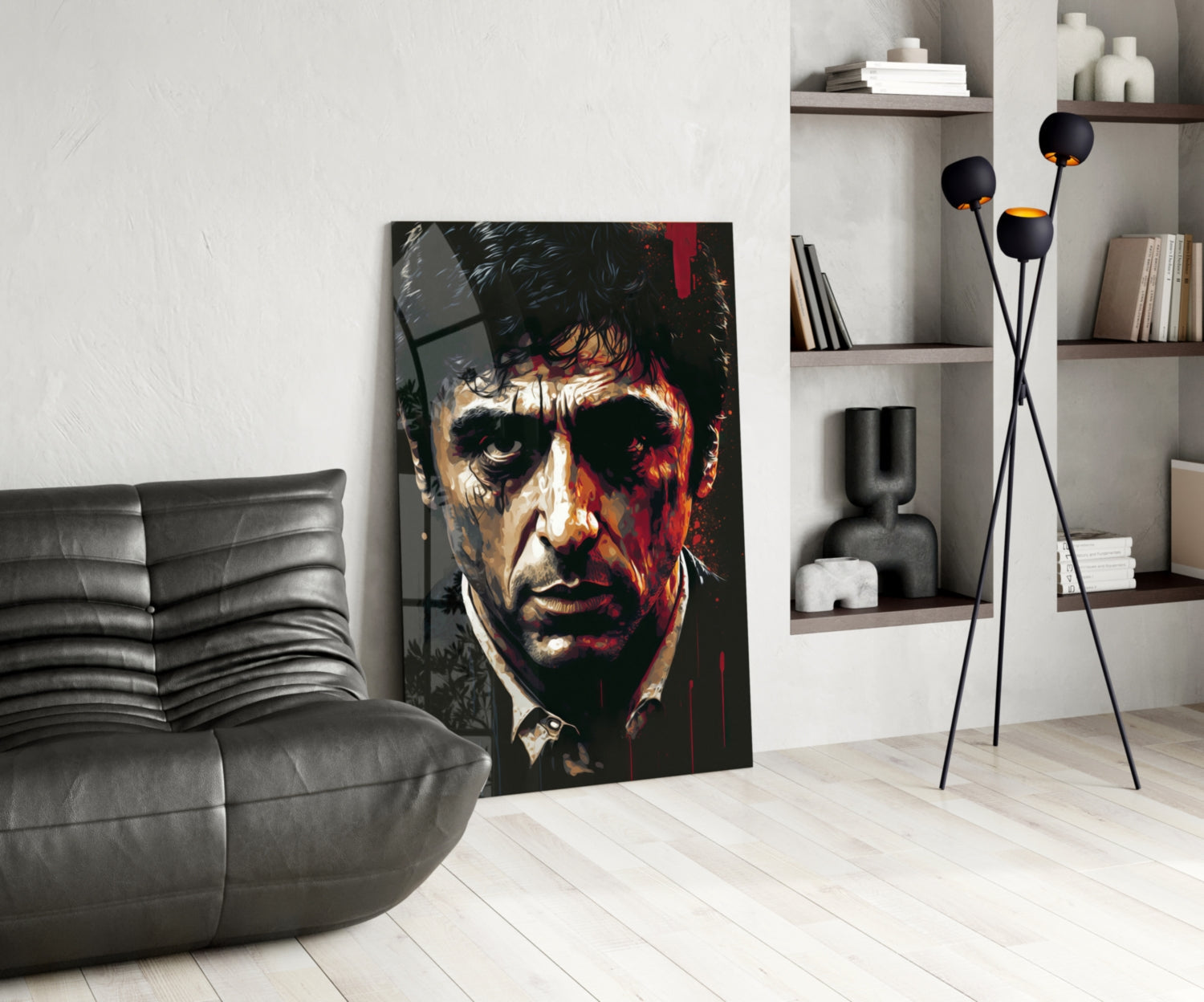 Crimson Drip Noir Actor Face Glass Wall Art