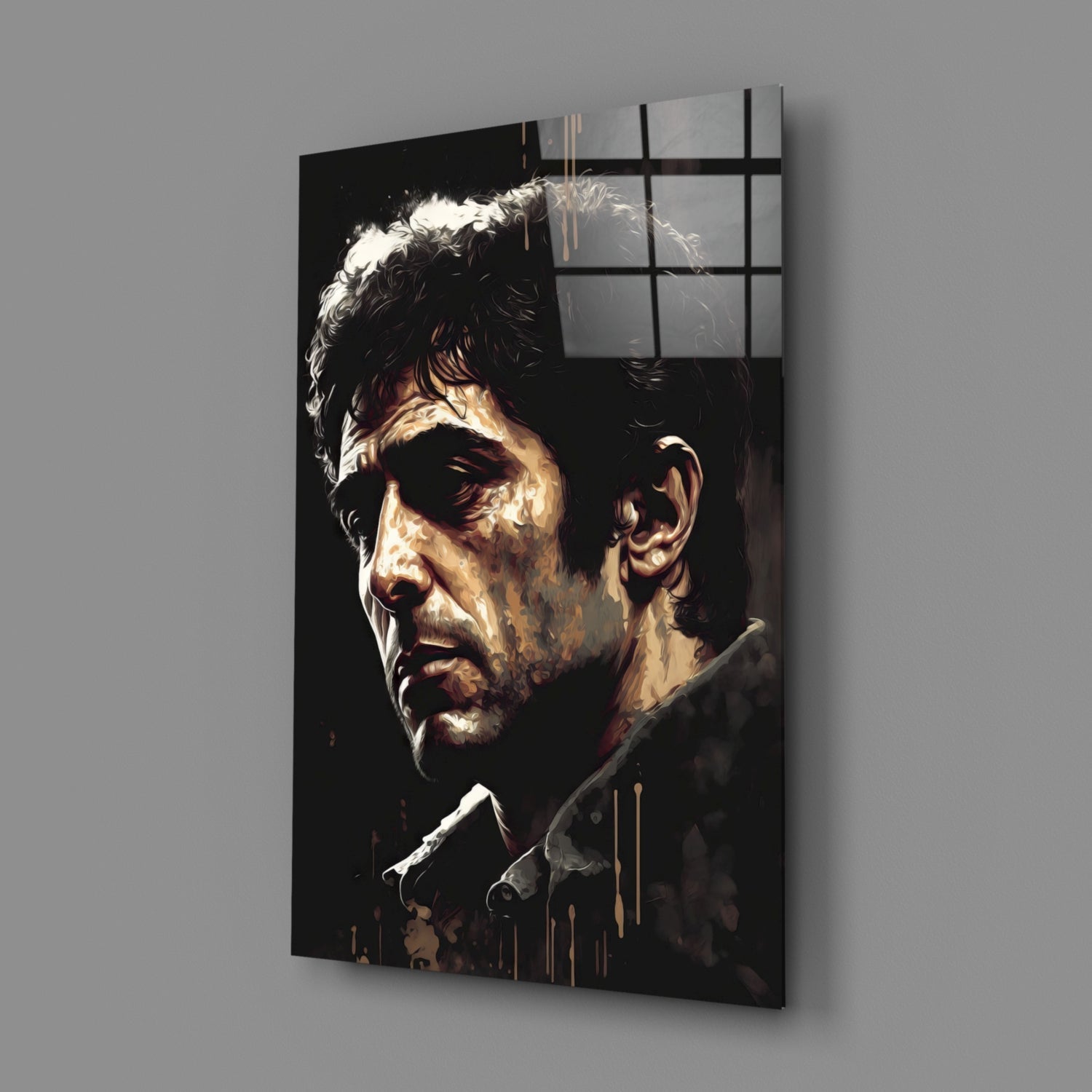 Golden Shadow Cigar Actor Glass Wall Art