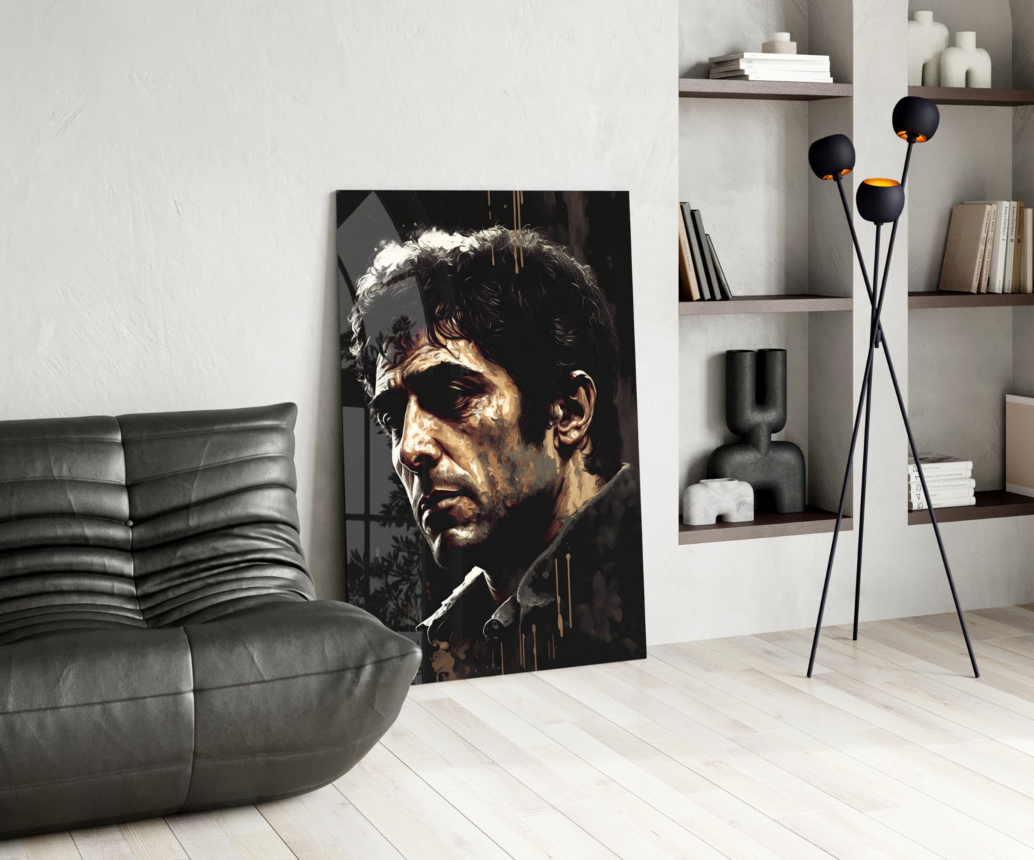 Golden Shadow Cigar Actor Glass Wall Art