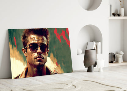 Red Leather Jacket Anarchist Glass Wall Art  || Designer Collection