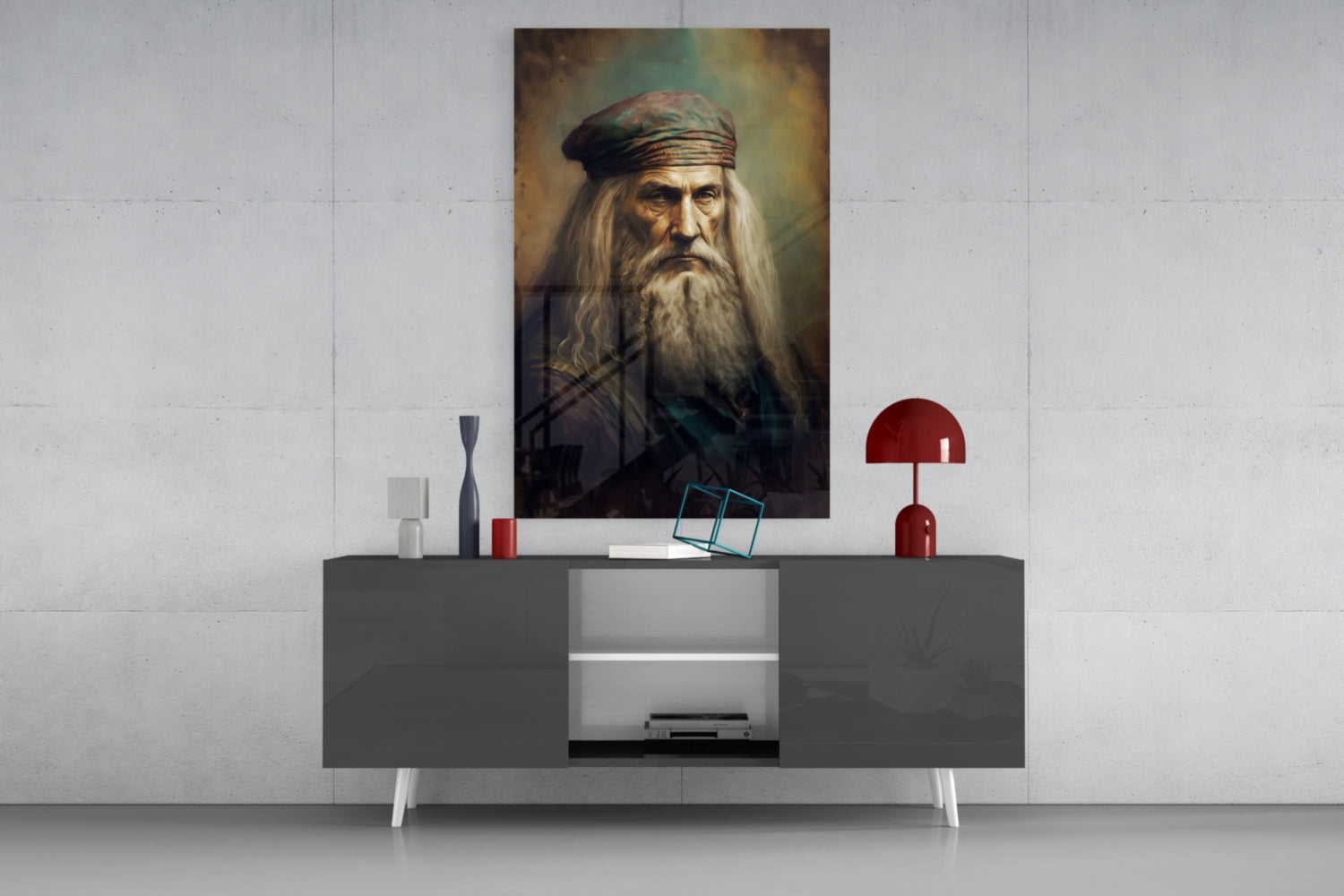 Leonardo da Vinci Glass Wall Art  || Designer Collection
