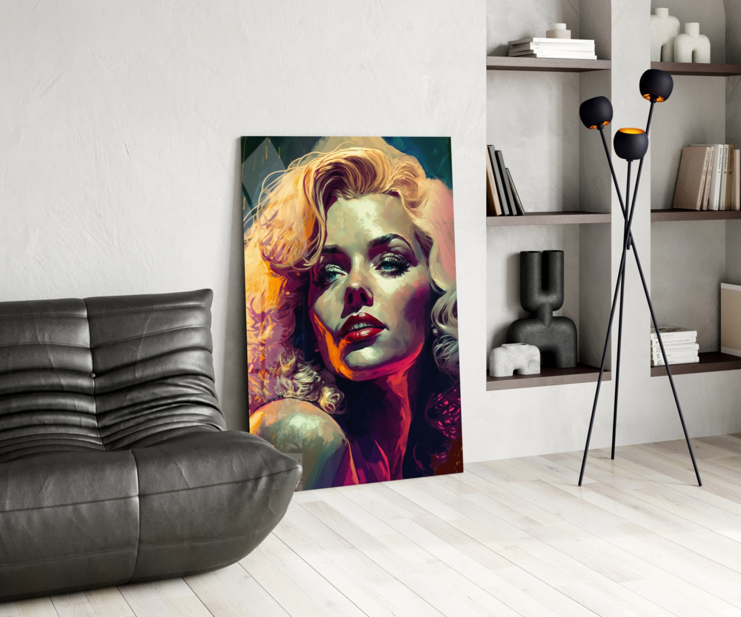 Vivid Painted Blonde Diva Glass Wall Art