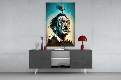 Mushroom Cloud Head Surreal Portrait Glass Wall Art