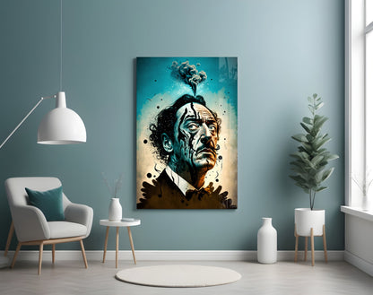 Mushroom Cloud Head Surreal Portrait Glass Wall Art