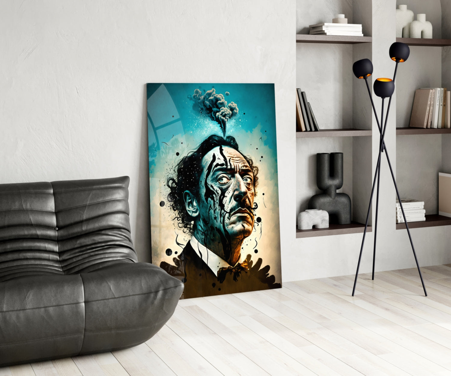 Mushroom Cloud Head Surreal Portrait Glass Wall Art