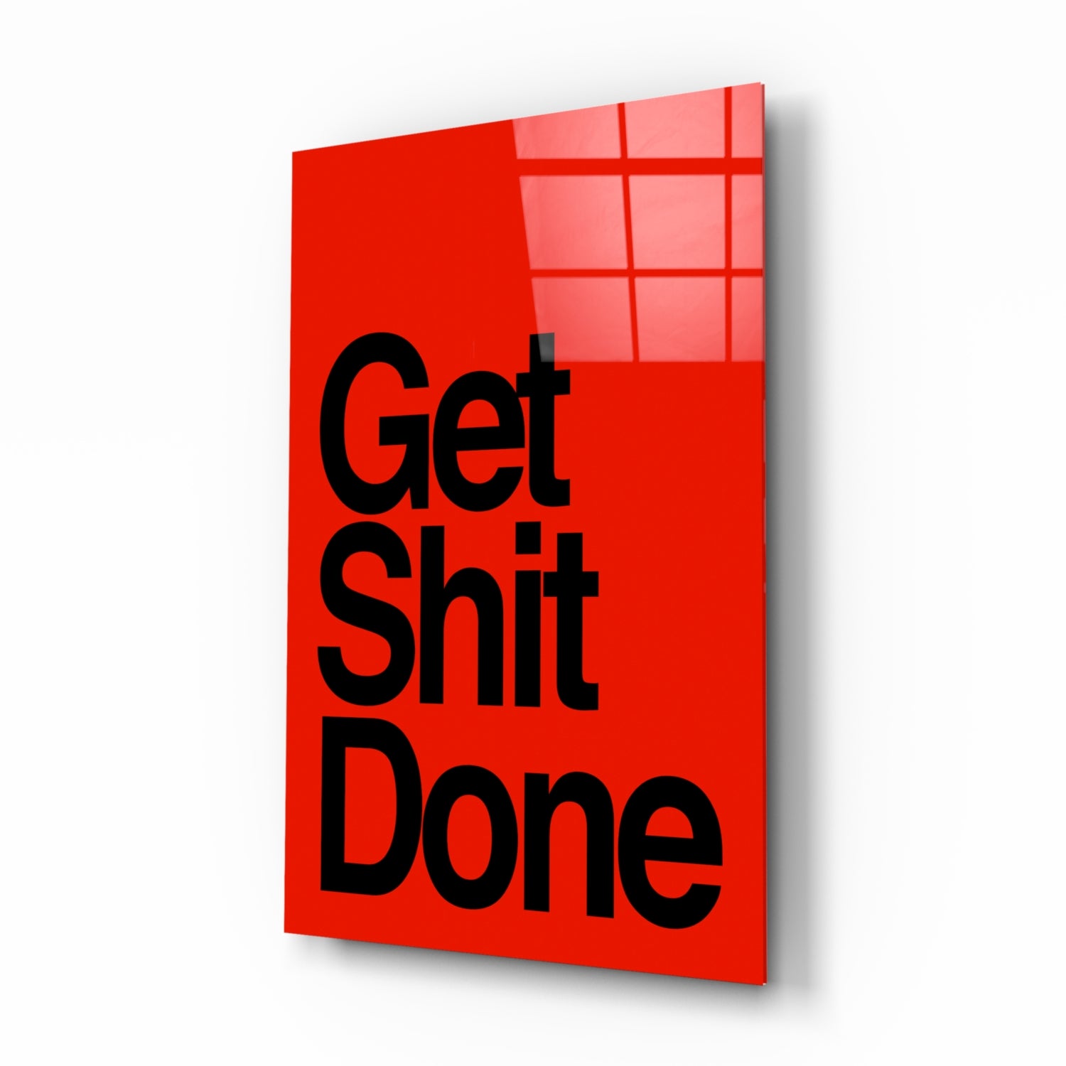 Get Shit Done Bold Red Glass Wall Art