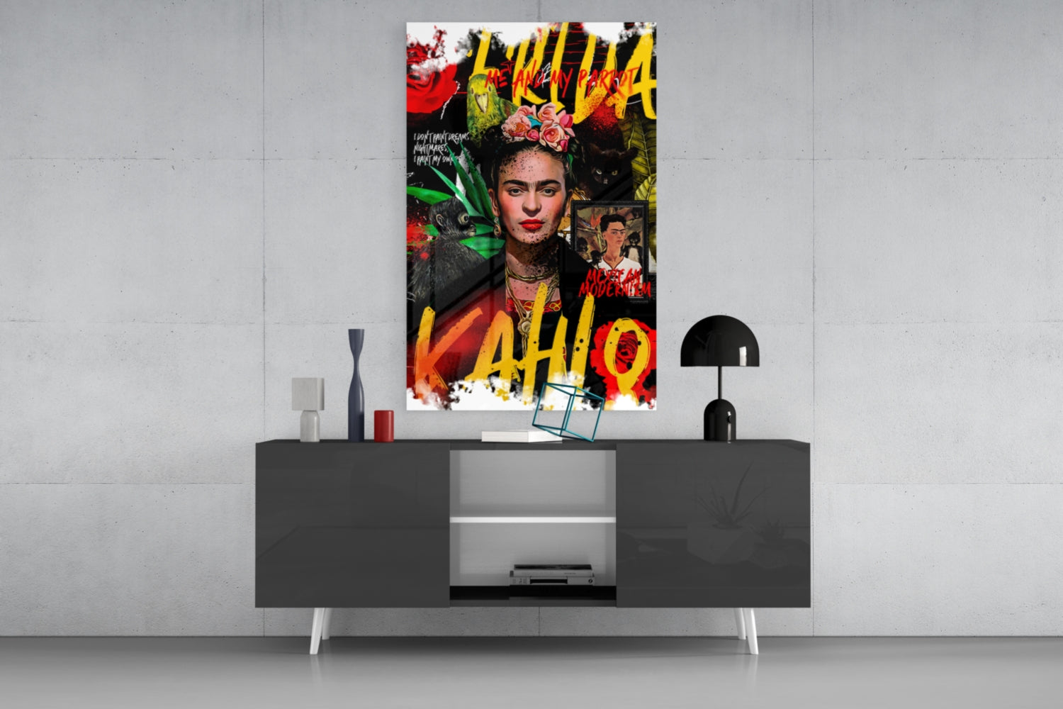 Flower Crown Woman Portrait Glass Wall Art || Designer Collection