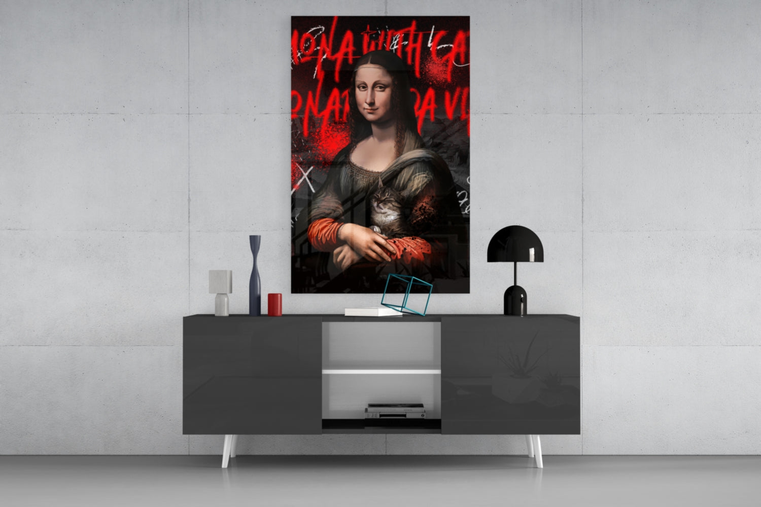 Mona Lisa, The Cat Lover Glass Wall Art || Designer Collection