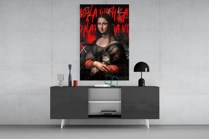 Mona Lisa, The Cat Lover Glass Wall Art || Designer Collection