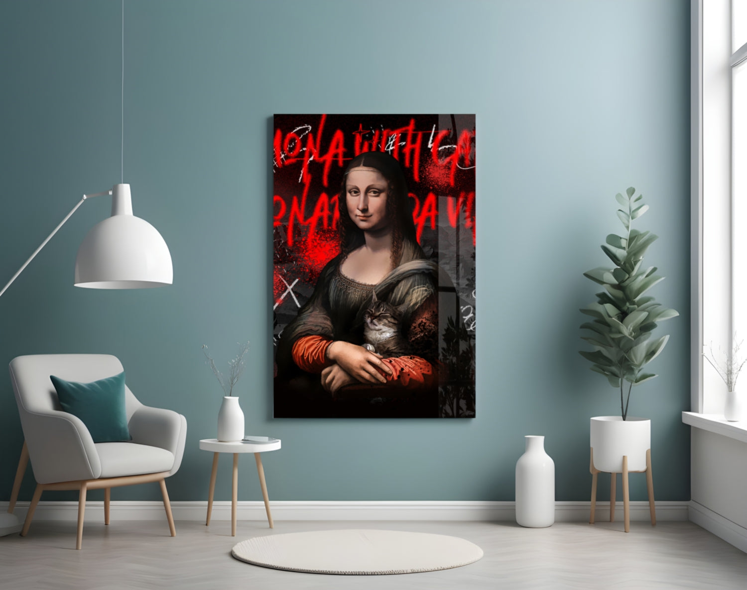 Mona Lisa, The Cat Lover Glass Wall Art || Designer Collection