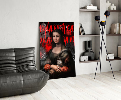 Mona Lisa, The Cat Lover Glass Wall Art || Designer Collection