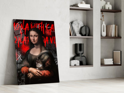 Mona Lisa, The Cat Lover Glass Wall Art || Designer Collection