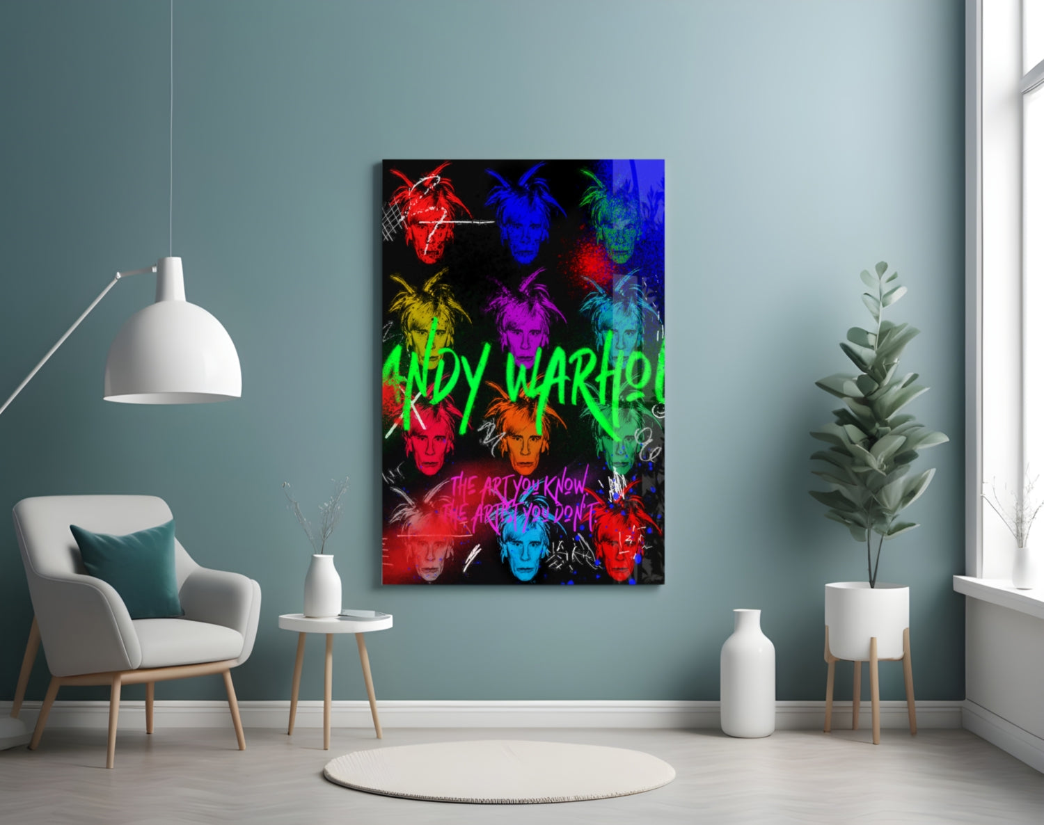 Pop Art Double Self Portrait Glass Wall Art || Designers Collection