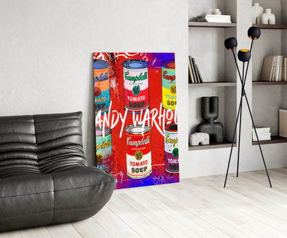 Pop Art Tin Cans Portrait Glass Wall Art || Designer Collection
