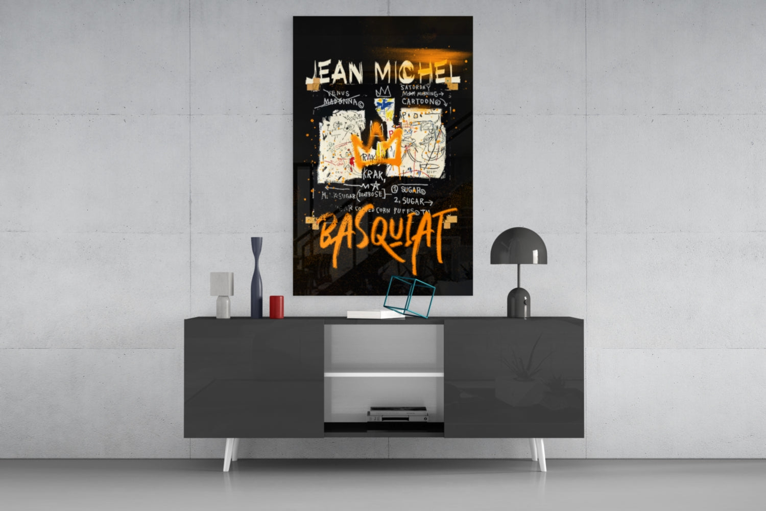 Orange Crown Cereal Graffiti Glass Wall Art