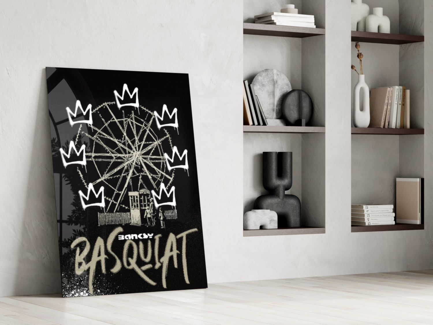 Street Stencil Meets Neo-Expressionist Glass Wall Art || Designer Collection