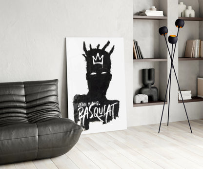 Black Silhouette Crowned King Glass Wall Art
