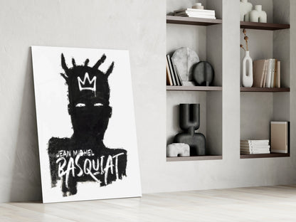 Black Silhouette Crowned King Glass Wall Art