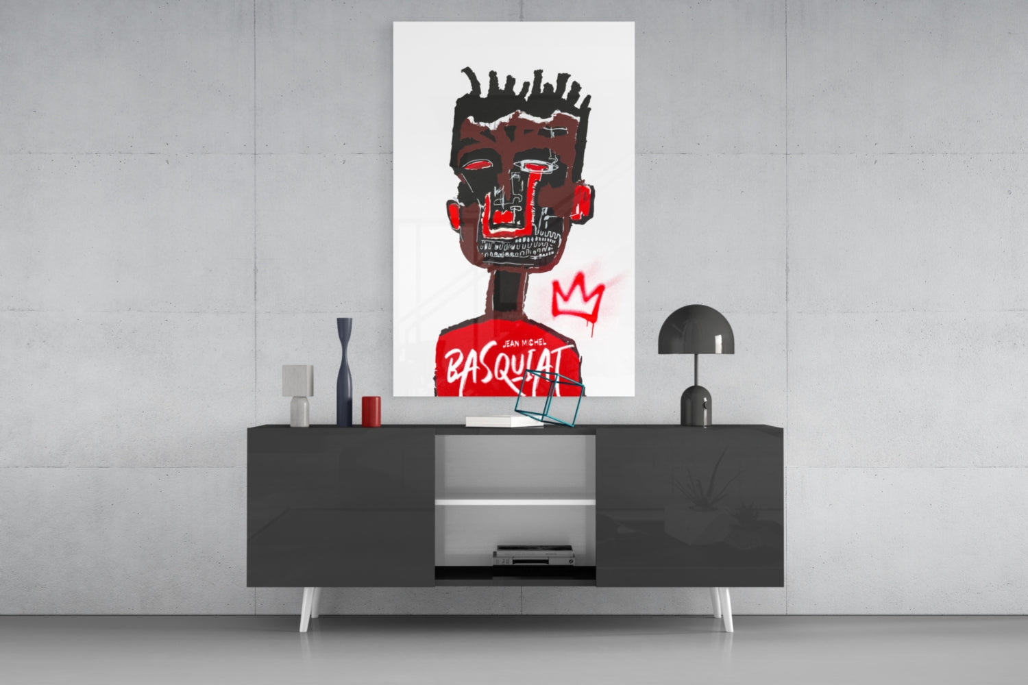Red Portrait Crowned Youth Glass Wall Art