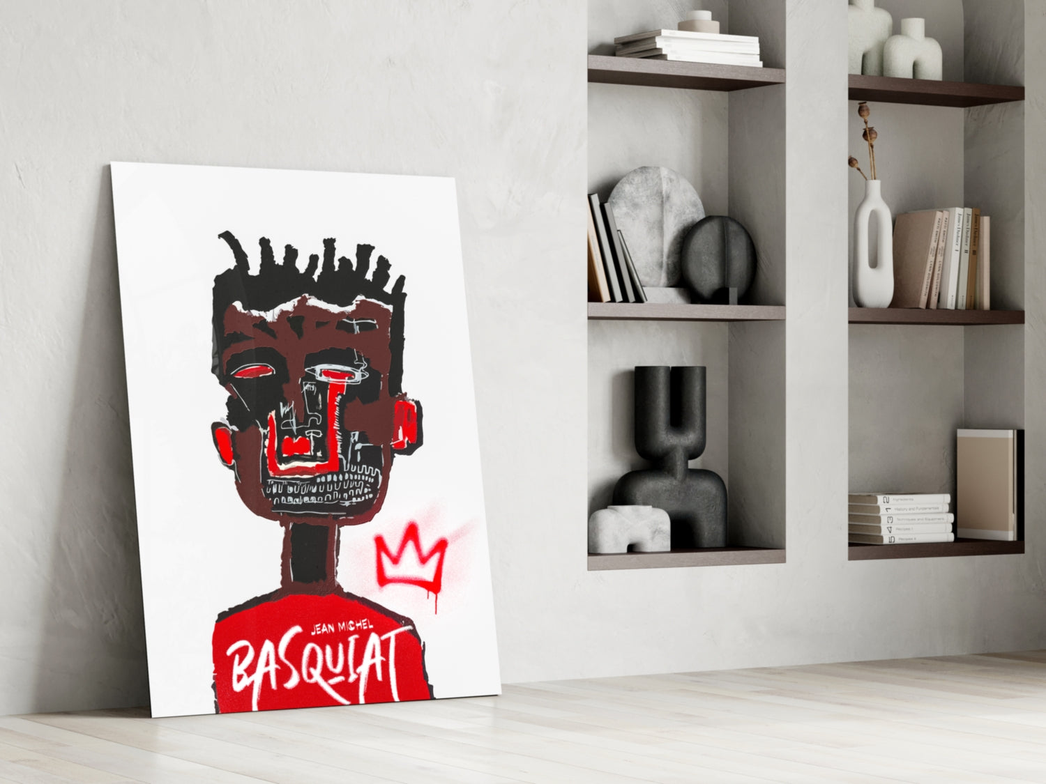 Red Portrait Crowned Youth Glass Wall Art