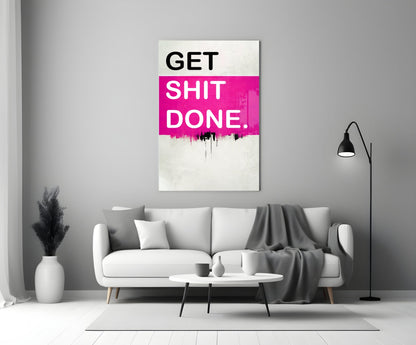 Hot Pink Block Motivation Typography Glass Wall Art