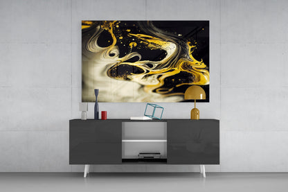 Golden Splash Glass Wall Art || Designer Collection