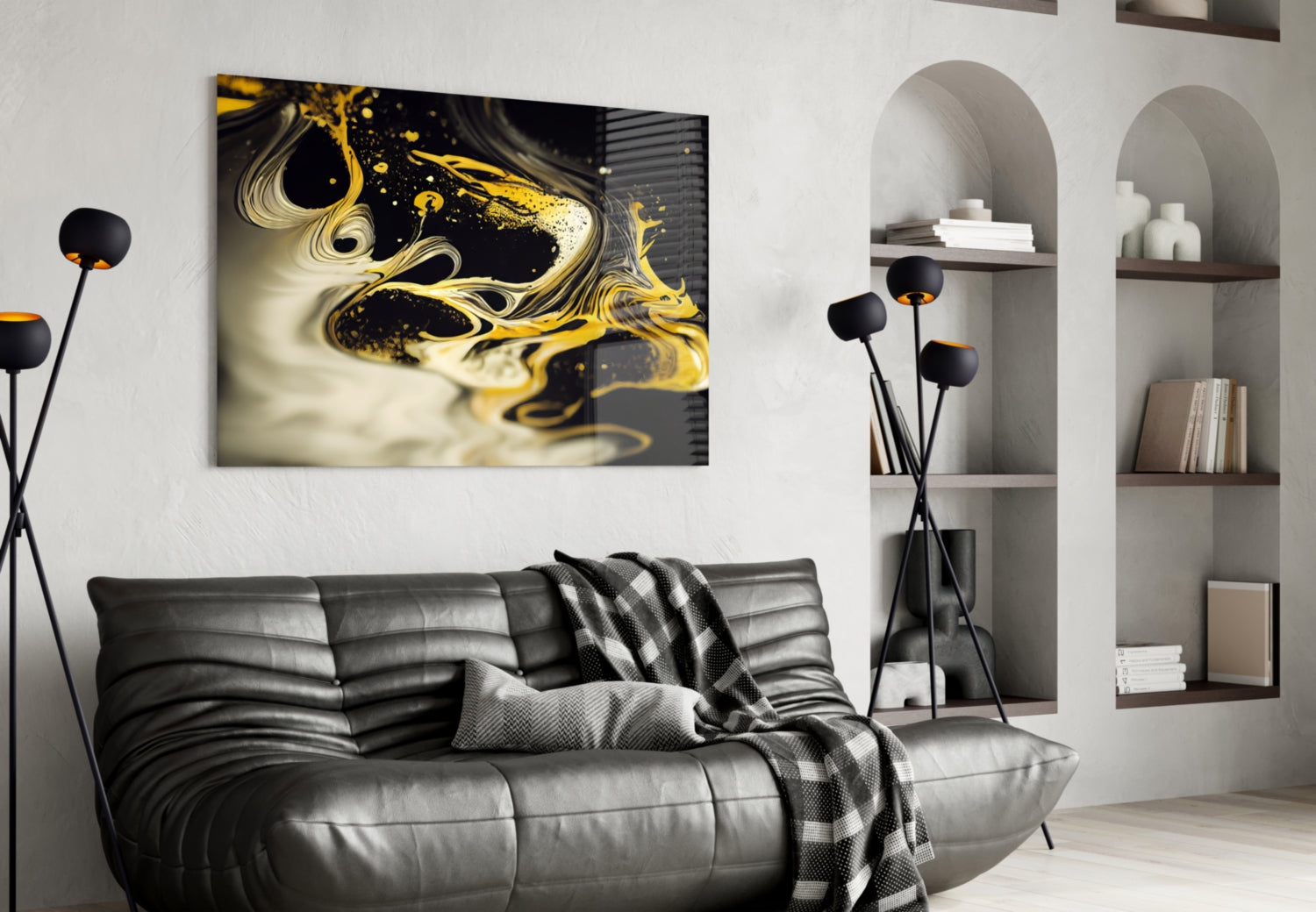 Golden Splash Glass Wall Art || Designer Collection