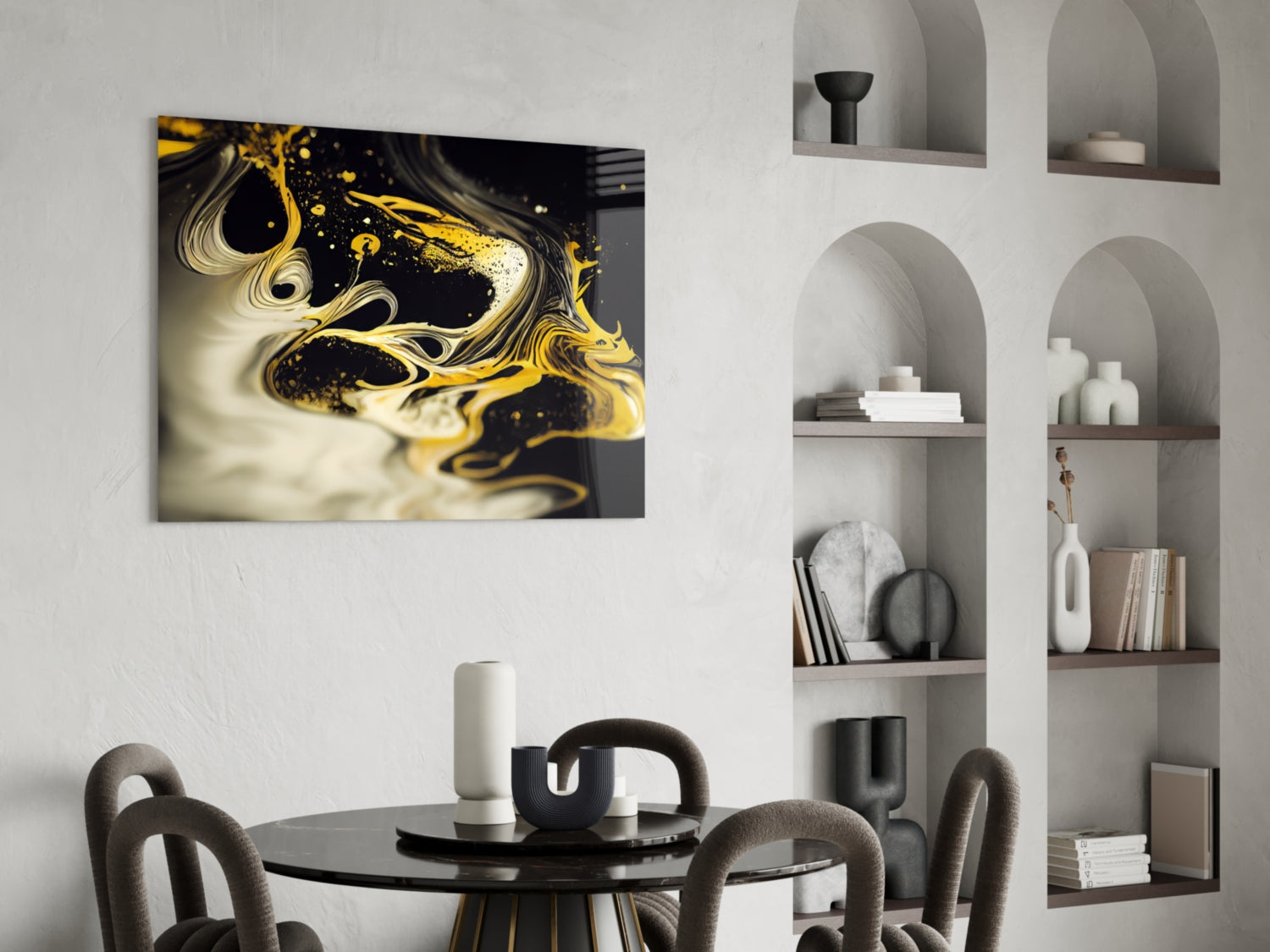 Golden Splash Glass Wall Art || Designer Collection