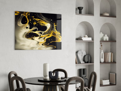 Golden Splash Glass Wall Art || Designer Collection