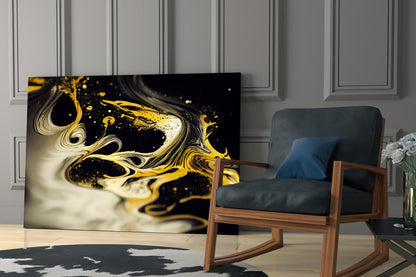 Golden Splash Glass Wall Art || Designer Collection